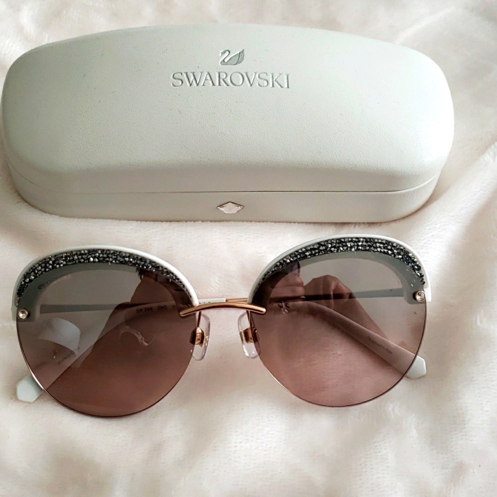 Swarovski Women's Crystal-Trim Round Sunglasses in Brown